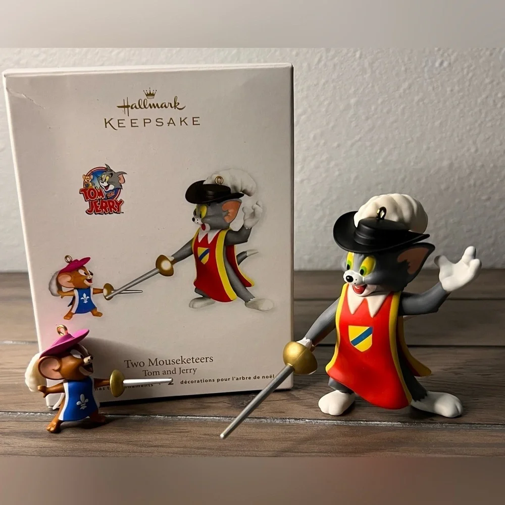 Hallmark NEW 2011 “Two Mouseketeers” Tom and Jerry- 2 Christmas Ornaments